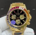 Noob V13 Swiss Copy Rolex Cosmo Daytona Rainbow Baguette Markers Yellow Gold 40mm